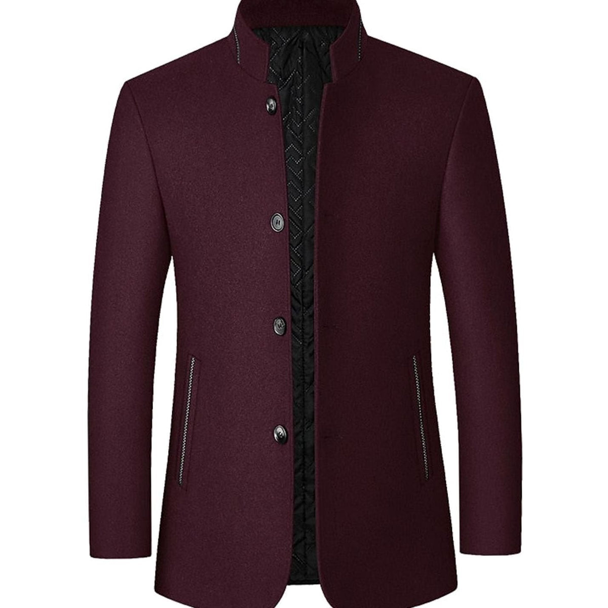 Nathan | Men's Wool Stand-Collar Tailored Overcoat