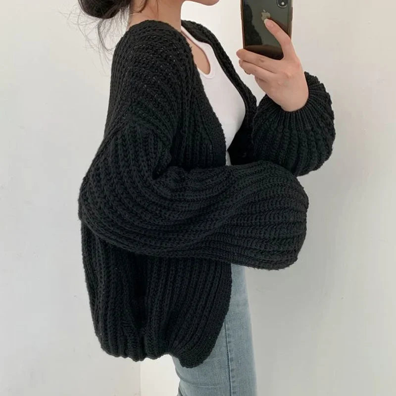 Odessa | Women's Oversized Balloon Sleeve Chunky Knit Cardigan
