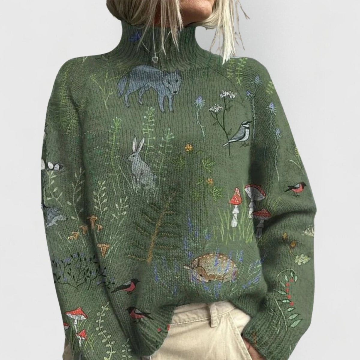 Odette | Women's Floral Print Turtleneck Sweater