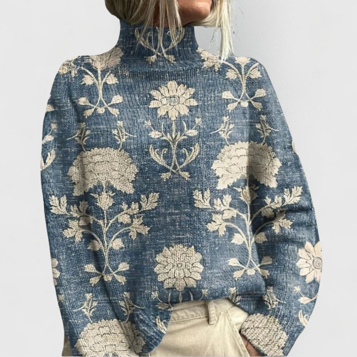 Odette | Women's Floral Print Turtleneck Sweater
