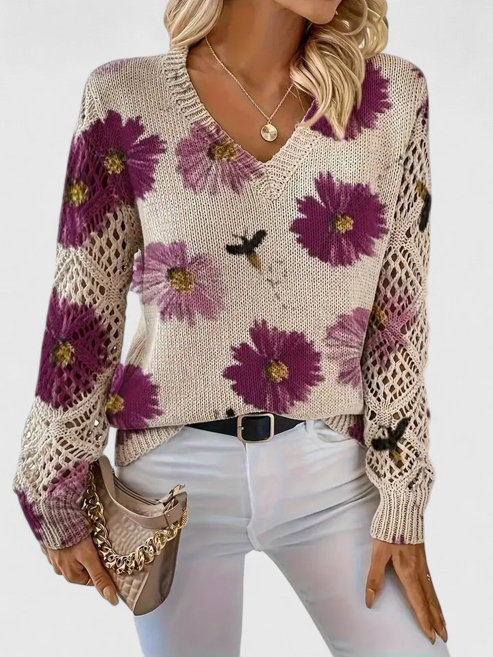 Odette | Women's Floral V-Neck Sweater