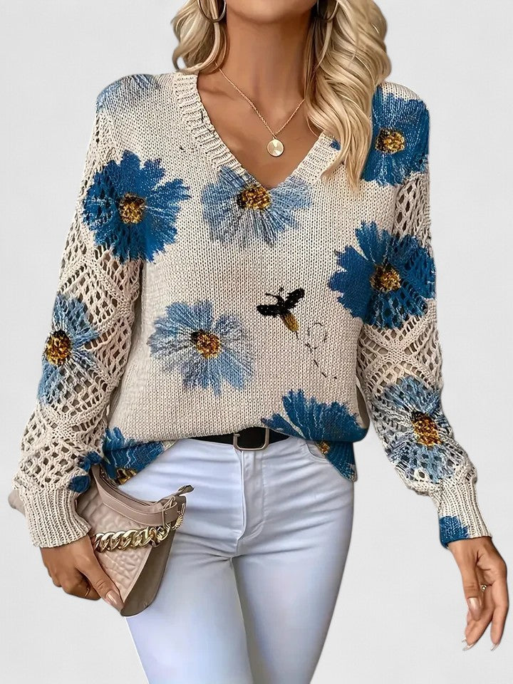 Odette | Women's Floral V-Neck Sweater