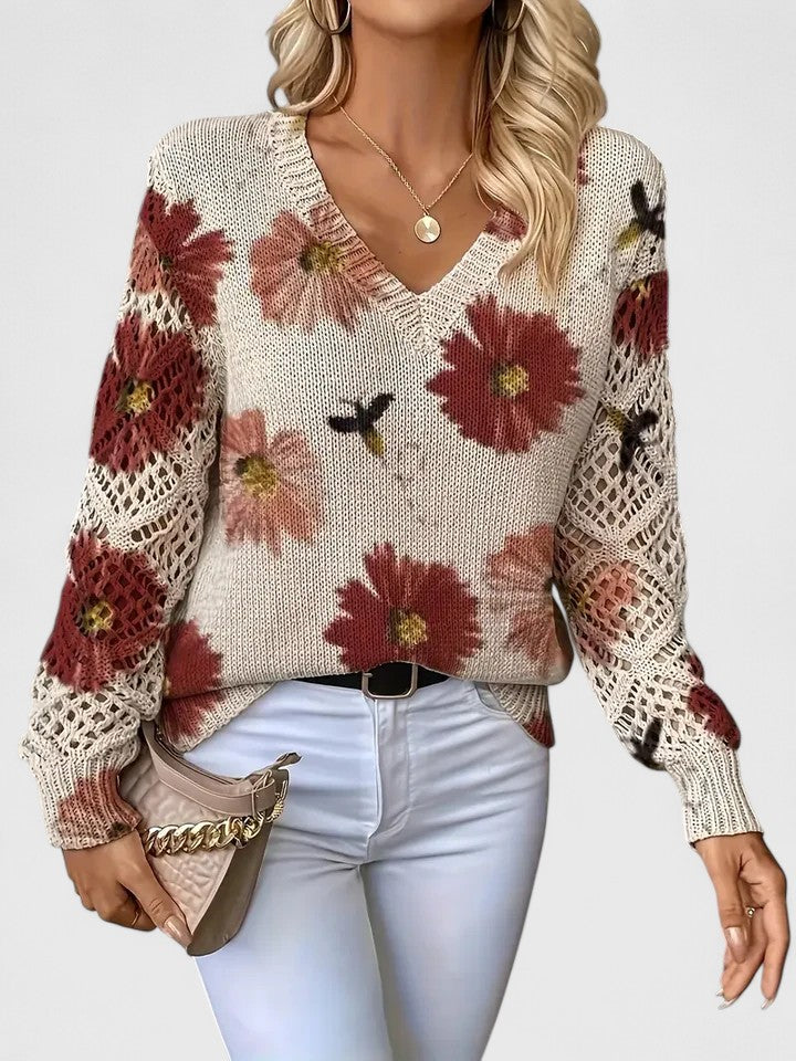 Odette | Women's Floral V-Neck Sweater