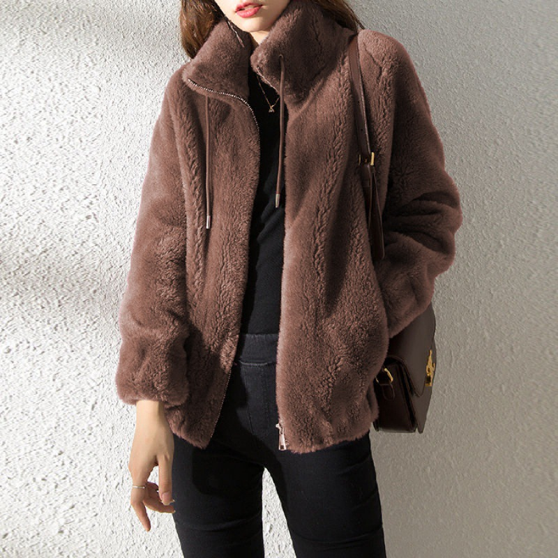 Odette | Women's Stand Collar Zip Teddy Coat