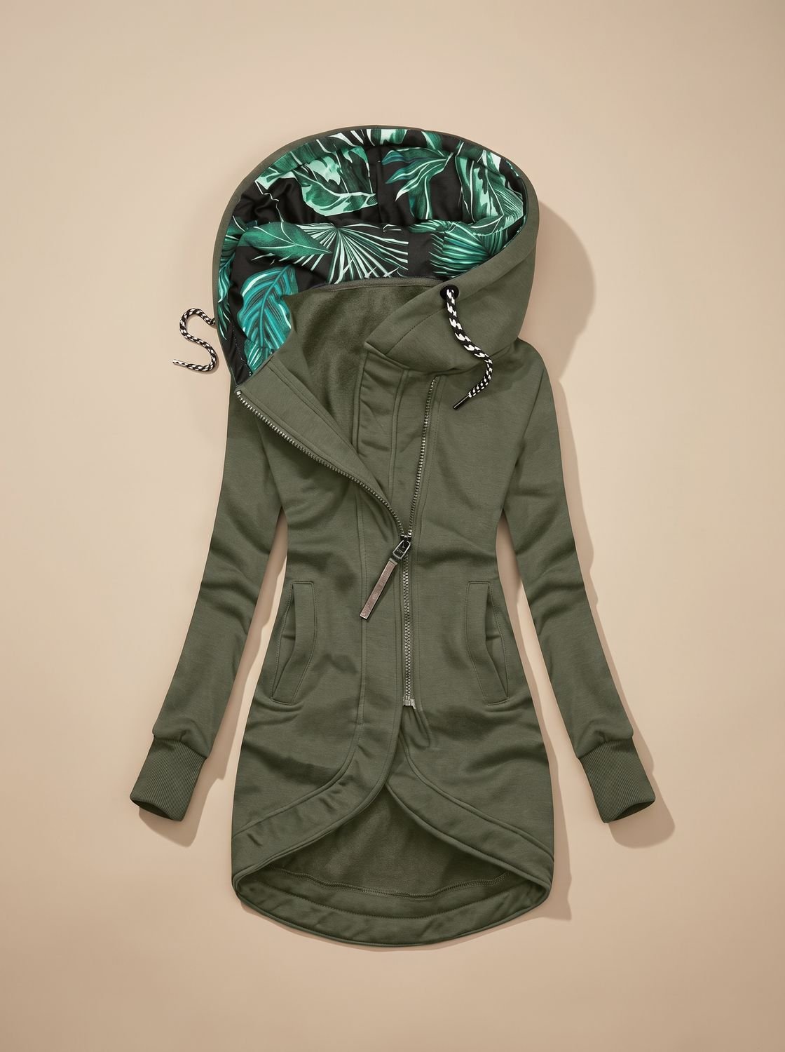 Olivia | Women's Comfy Zip-Up Hooded Jacket Tropical-Lined
