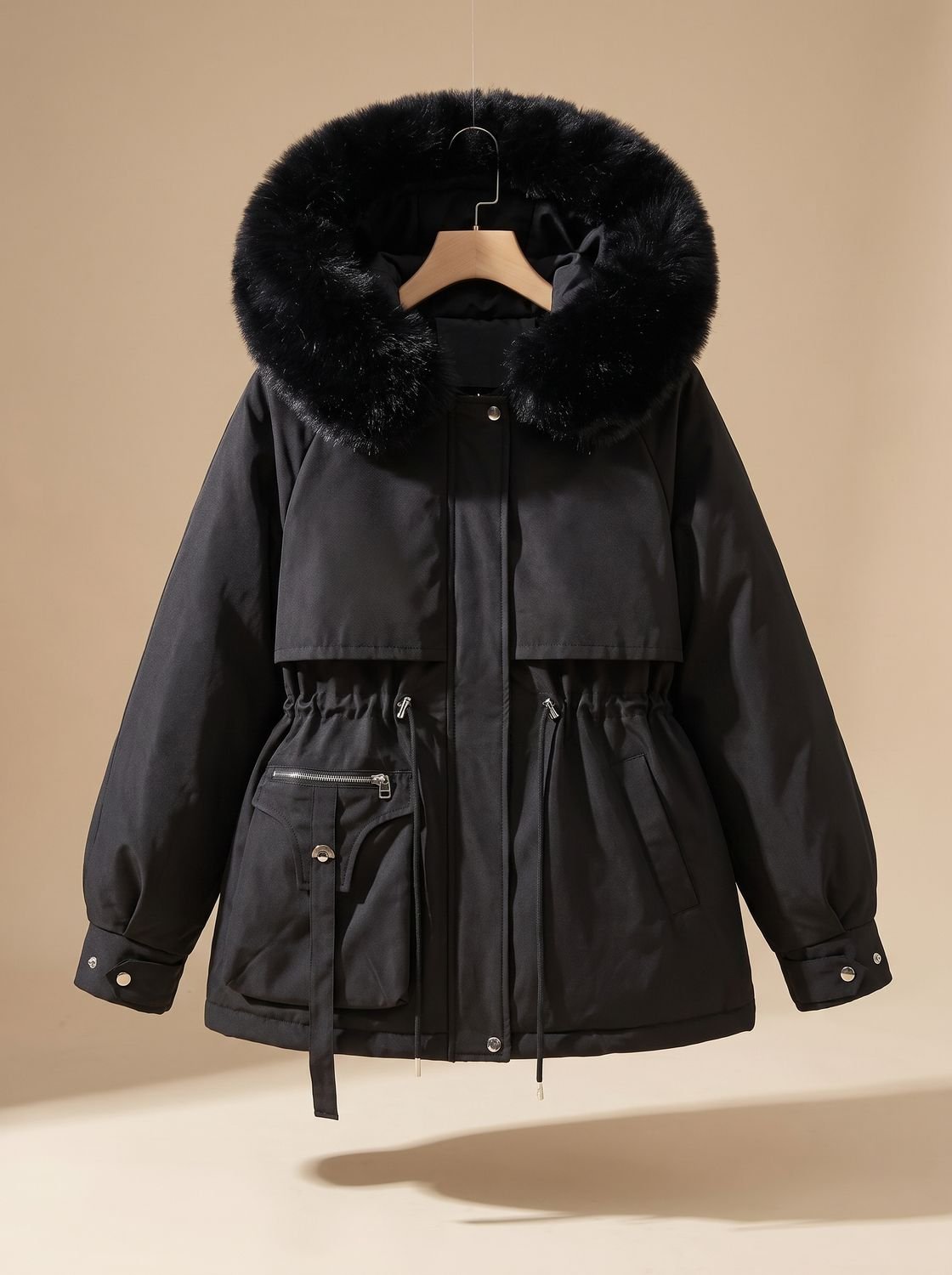 Olivia | Women's Elegant Faux-Fur Hooded Drawstring Puffer Jacket