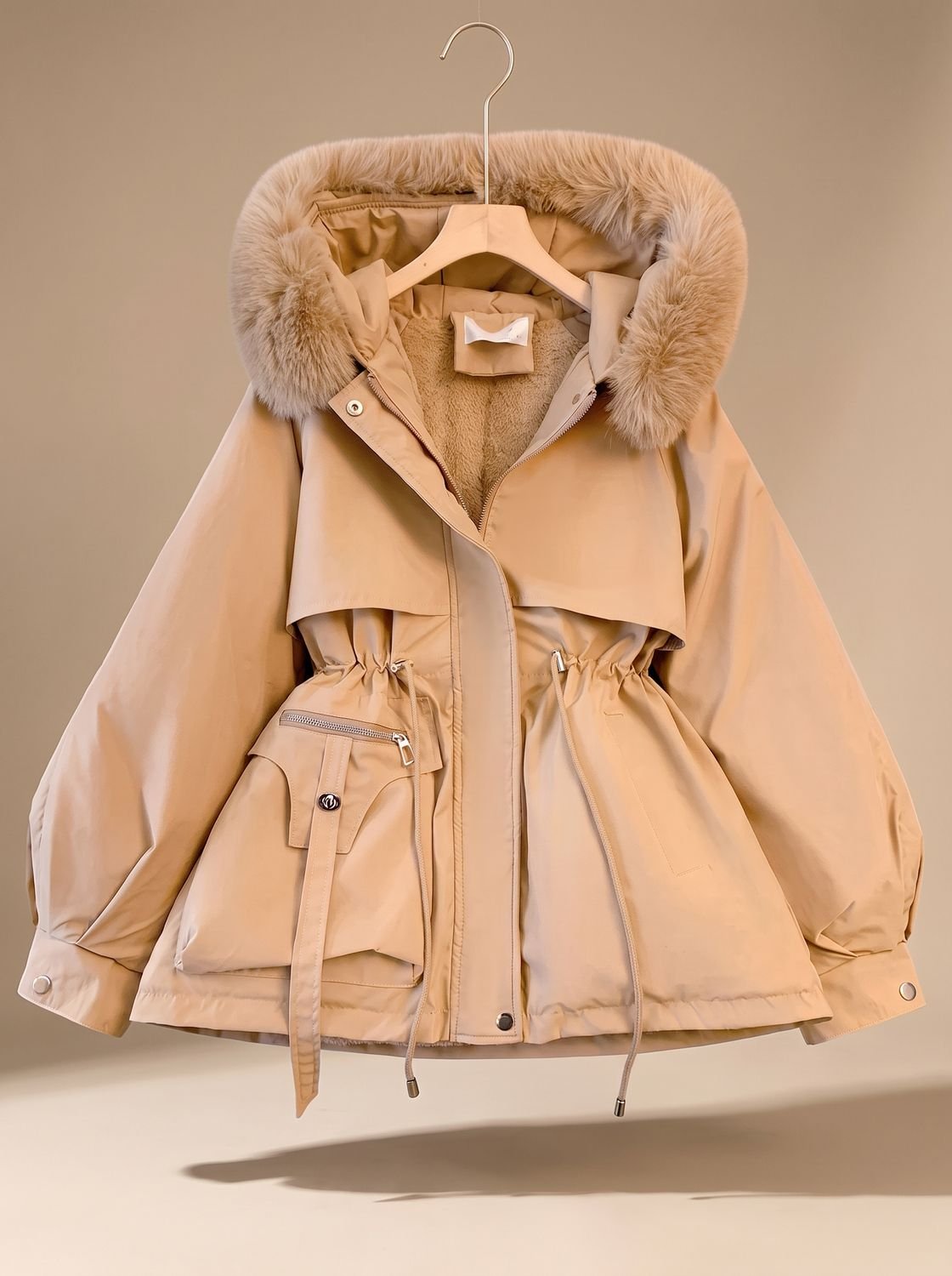 Olivia | Women's Elegant Faux-Fur Hooded Drawstring Puffer Jacket