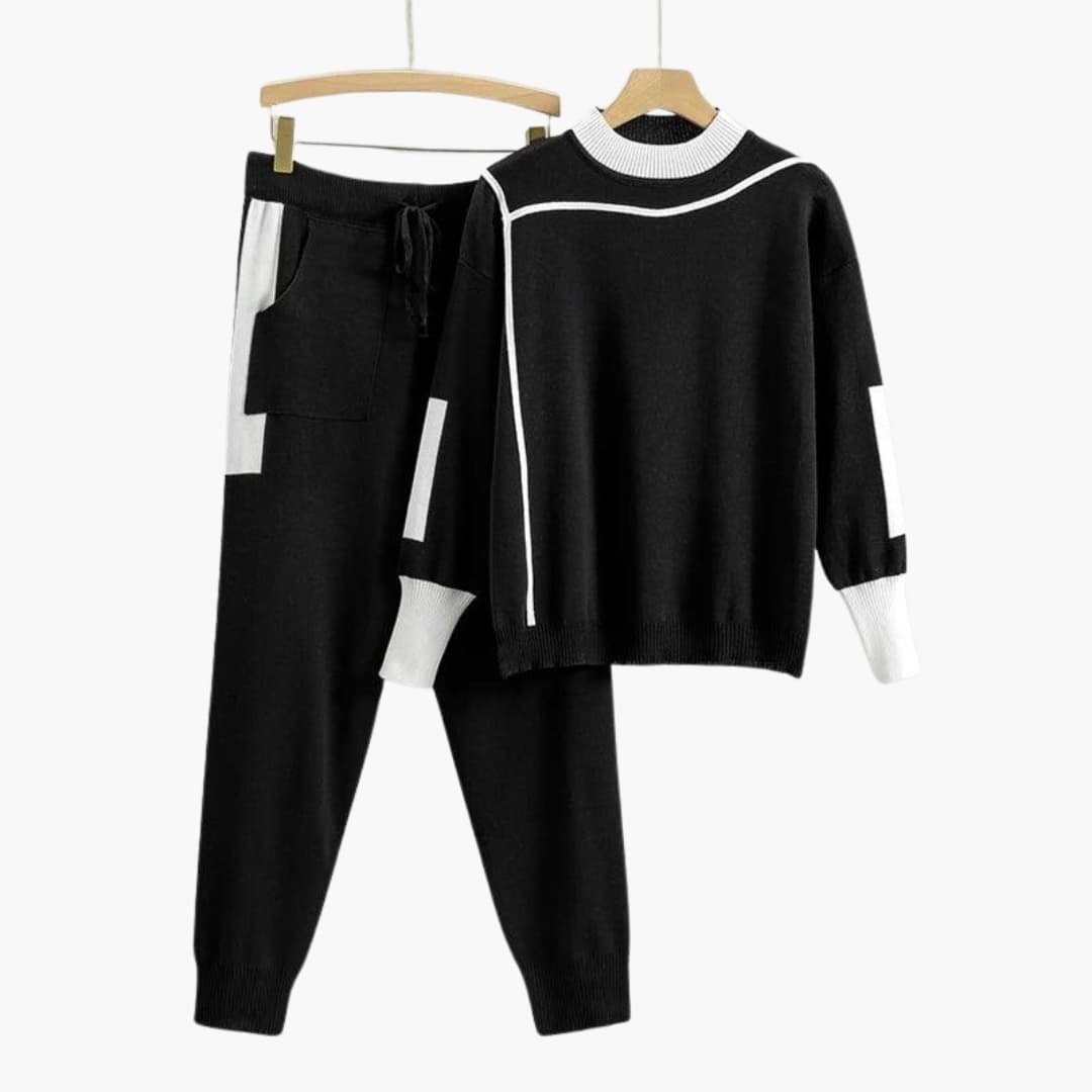 Ottoline | Women's Crew Neck Colorblock Sweater Set