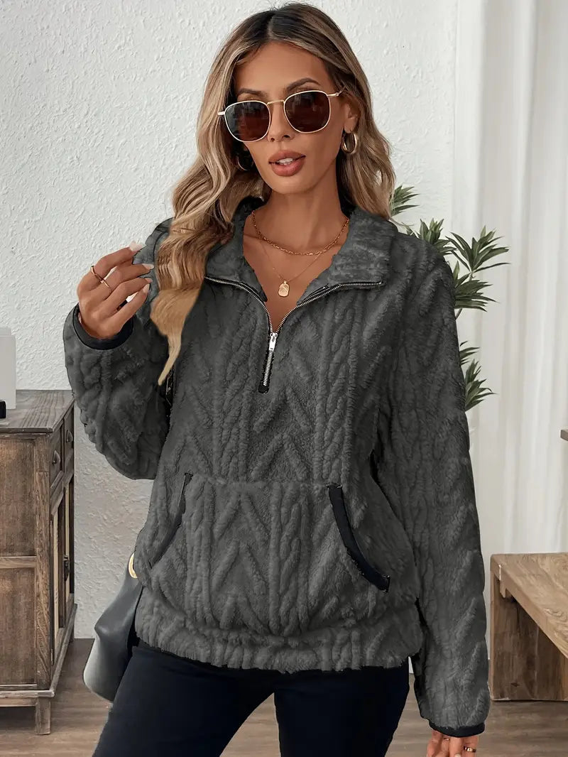 Paloma | Women's Quarter-Zip Cable Knit Pullover Sweater