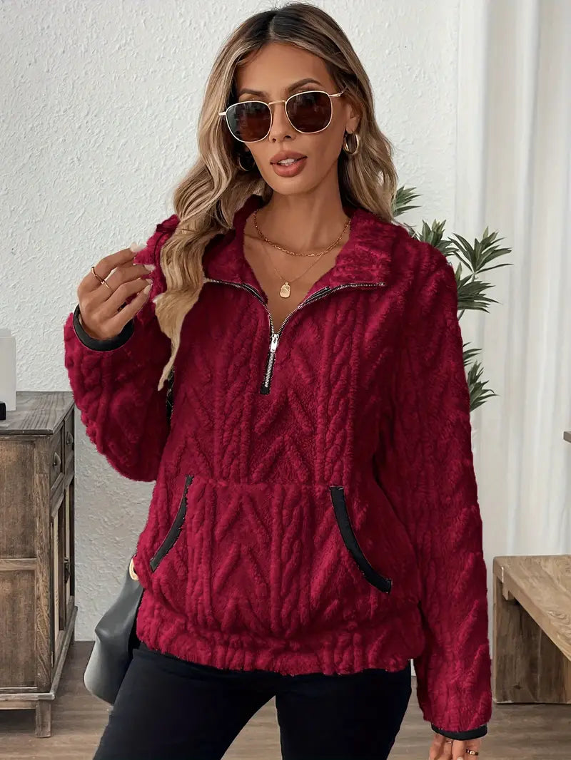 Paloma | Women's Quarter-Zip Cable Knit Pullover Sweater