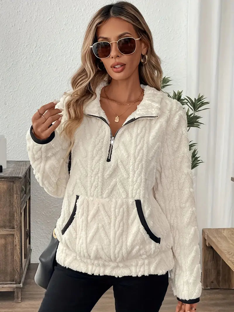 Paloma | Women's Quarter-Zip Cable Knit Pullover Sweater