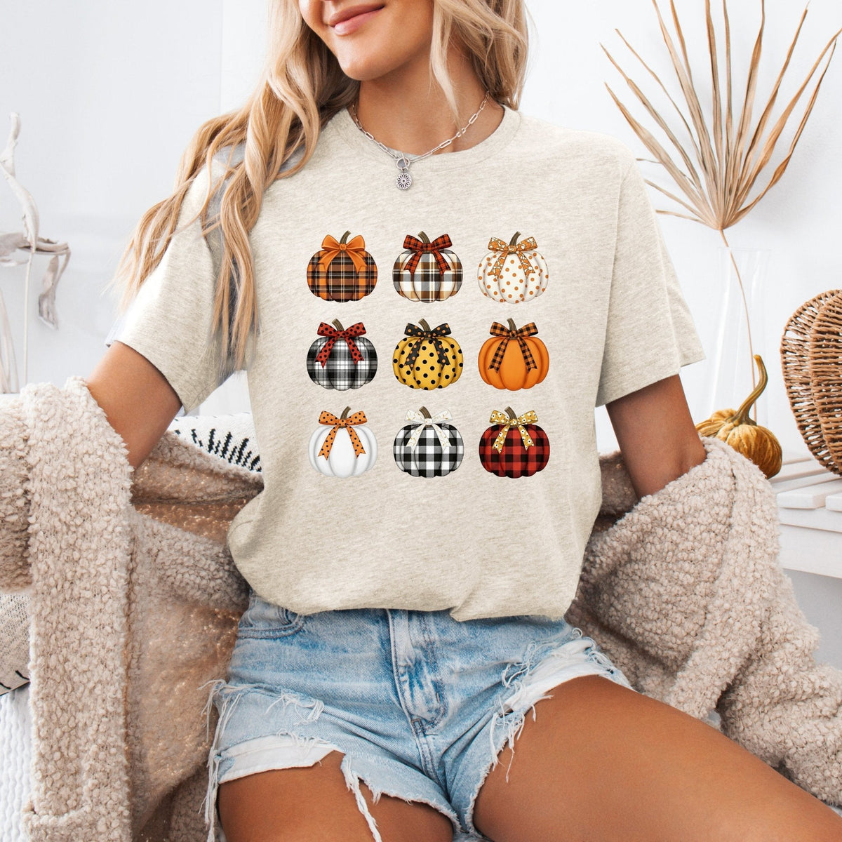 Patterned Pumpkins Graphic T-Shirt for Adults