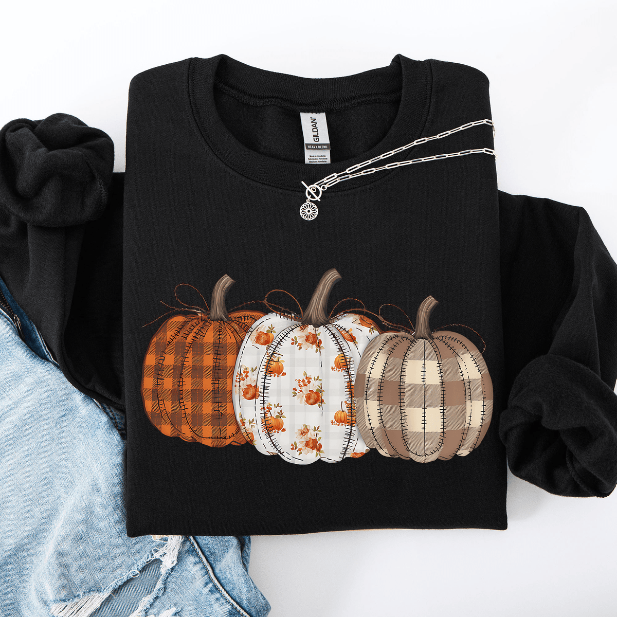 Patterned Pumpkins Halloween Sweatshirt