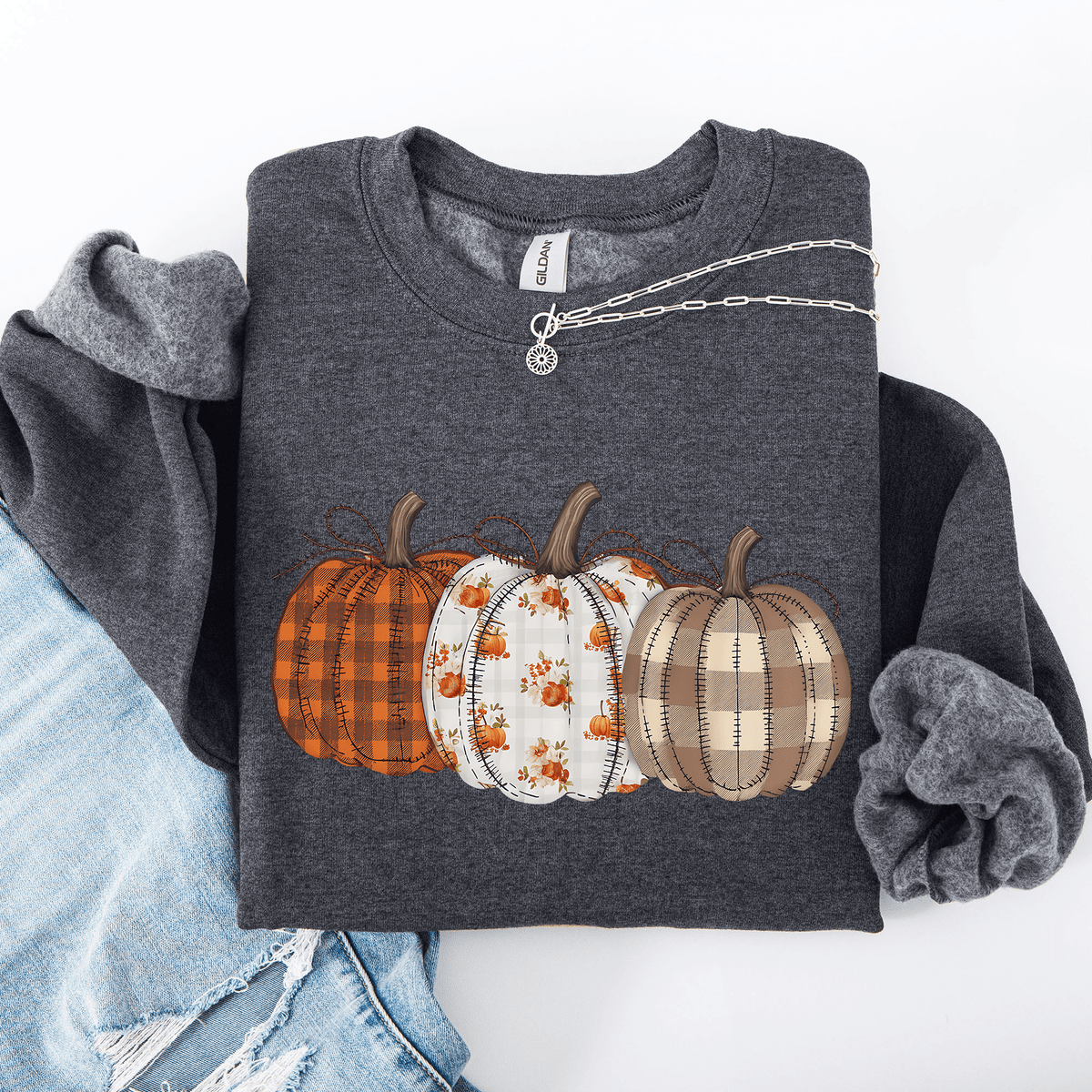Patterned Pumpkins Halloween Sweatshirt