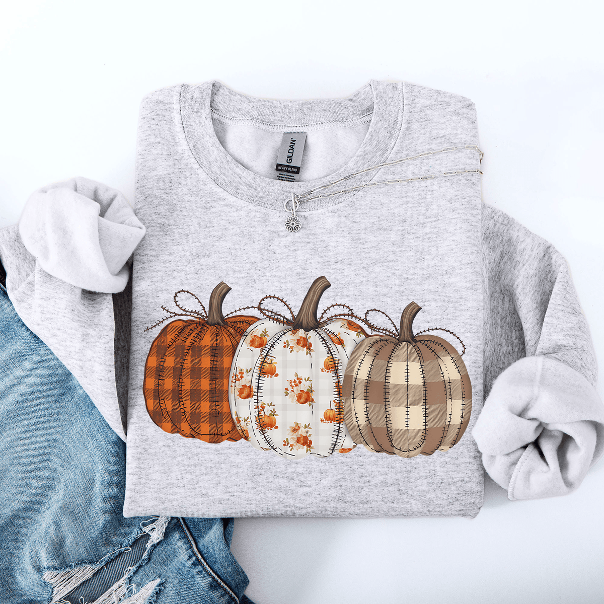 Patterned Pumpkins Halloween Sweatshirt