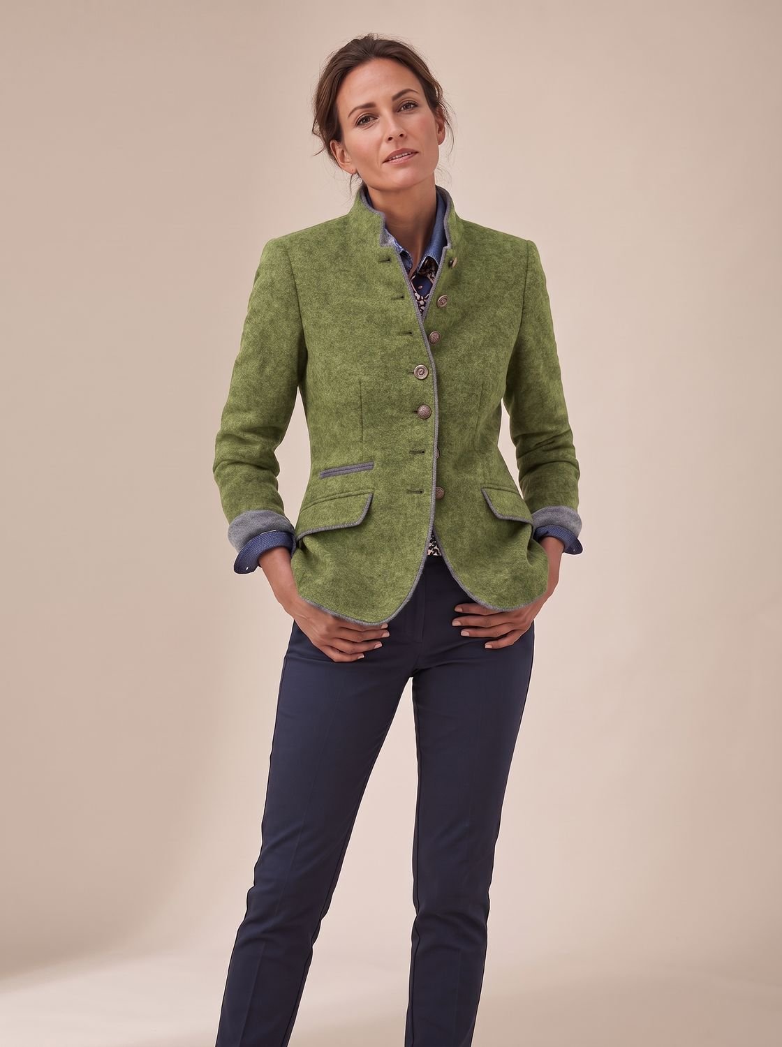 Penelope | Women's Elegant Stand-Collar Button-Front Blazer Cardigan
