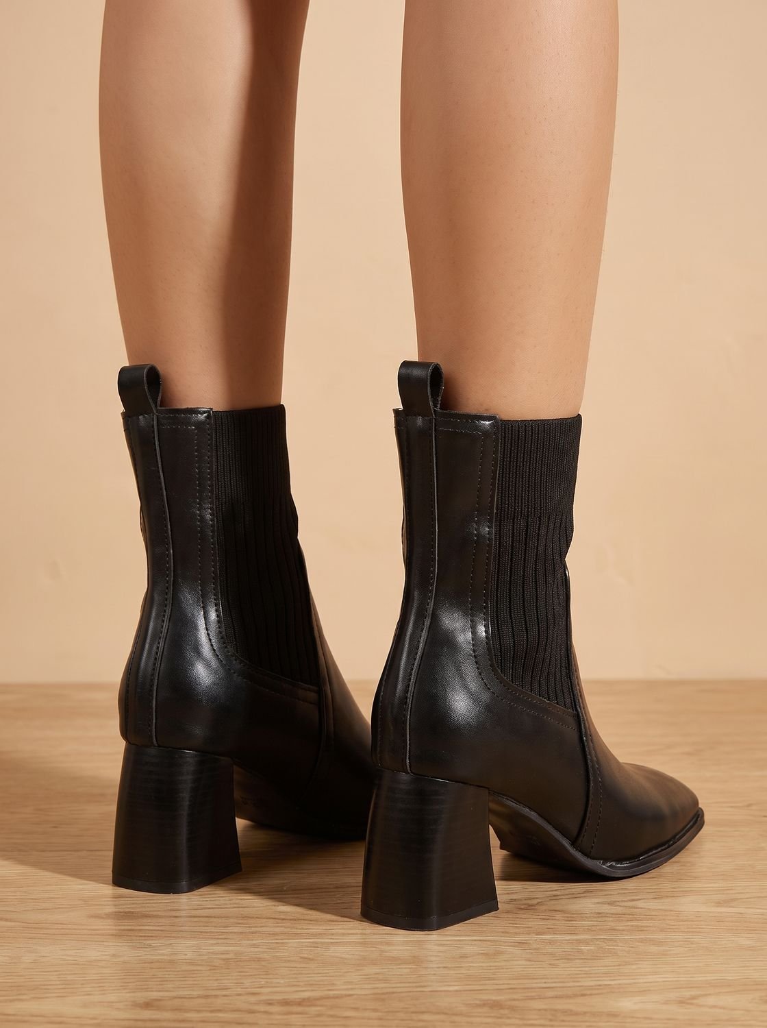 Penelope | Women's Knit-Shaft Block-Heel Slip-On Ankle Boots