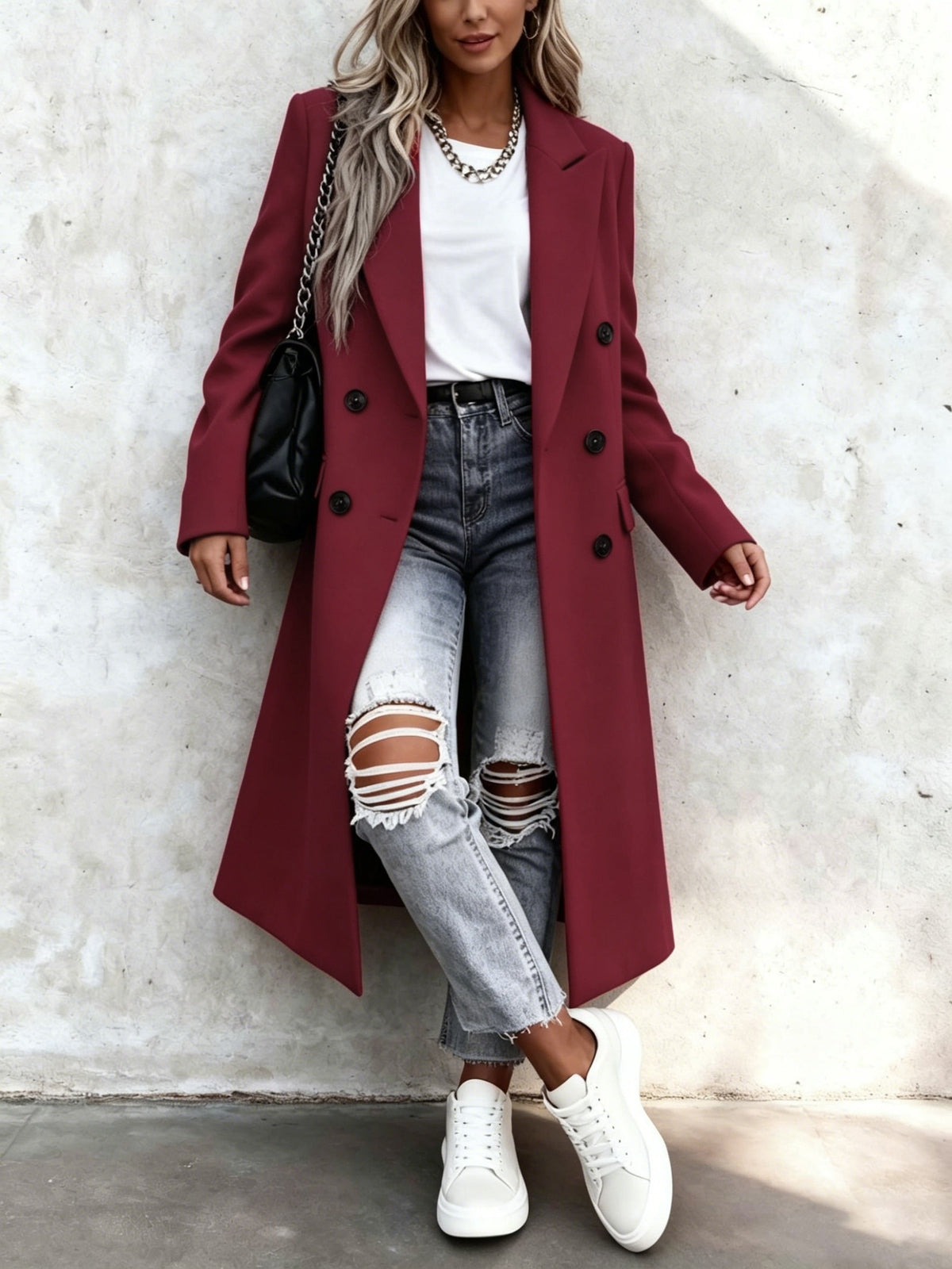 Perpetua | Women's Long Double-Breasted Longline Coat