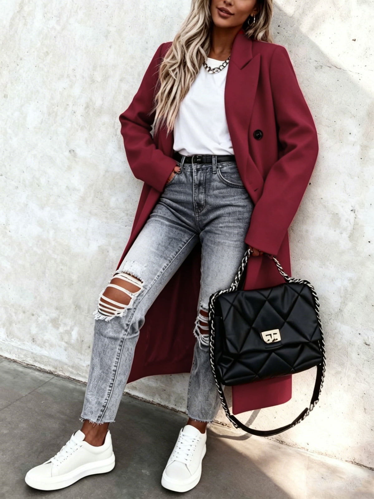 Perpetua | Women's Long Double-Breasted Longline Coat