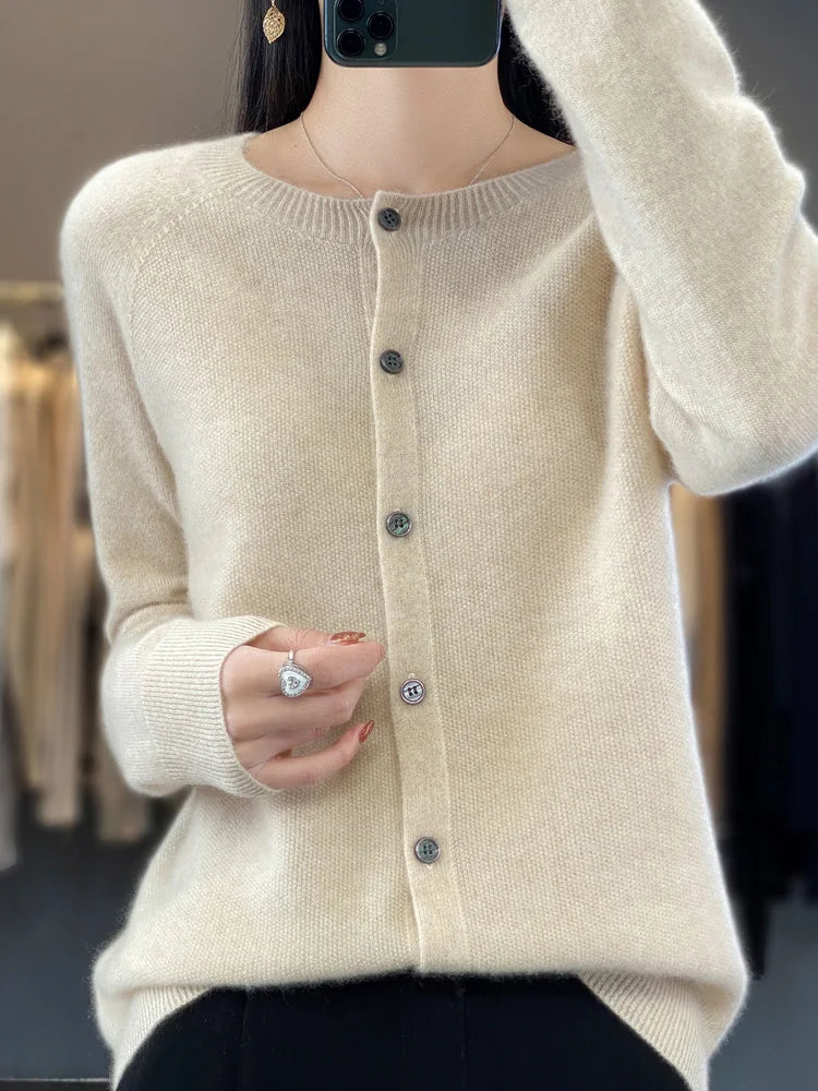 Petra | Women's Button Front Round Neck Cardigan