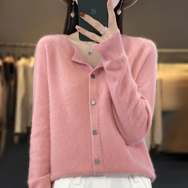 Petra | Women's Button Front Round Neck Cardigan
