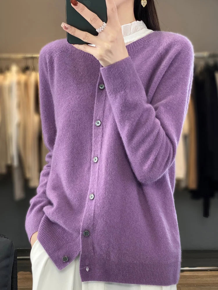 Petra | Women's Button Front Round Neck Cardigan