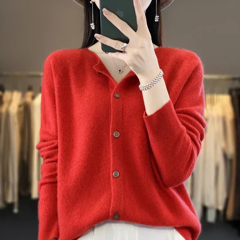 Petra | Women's Button Front Round Neck Cardigan