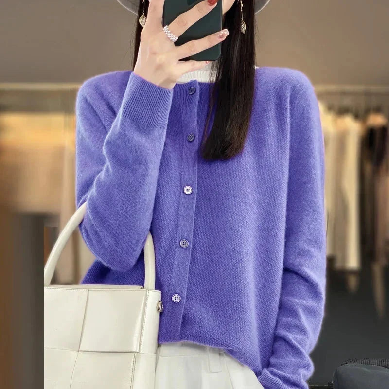 Petra | Women's Button Front Round Neck Cardigan
