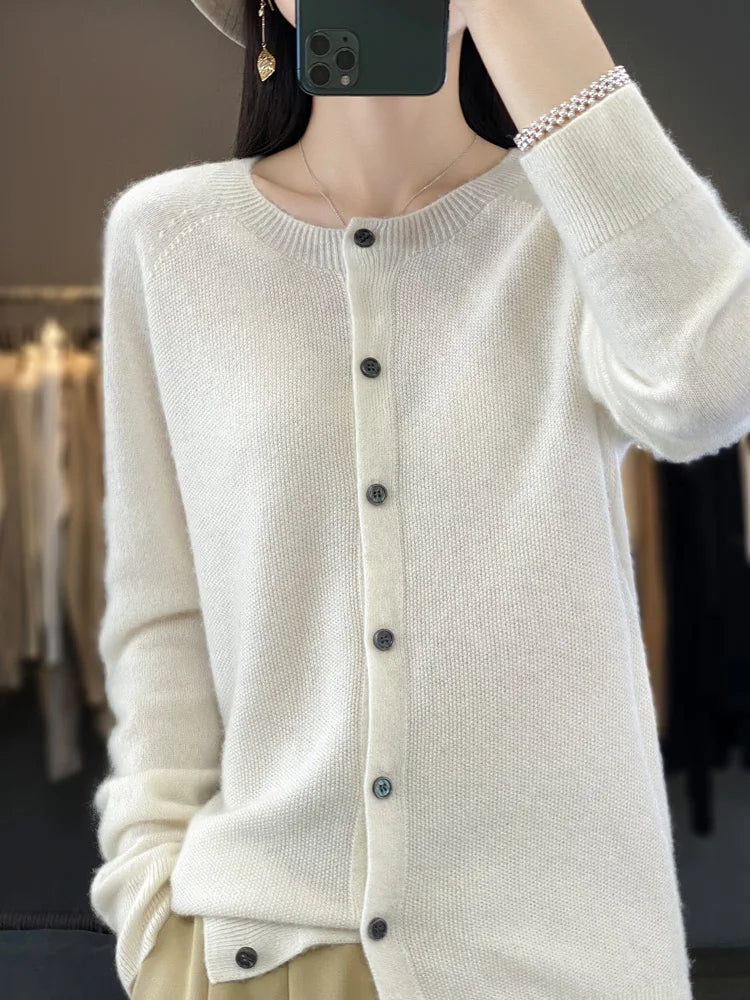 Petra | Women's Button Front Round Neck Cardigan