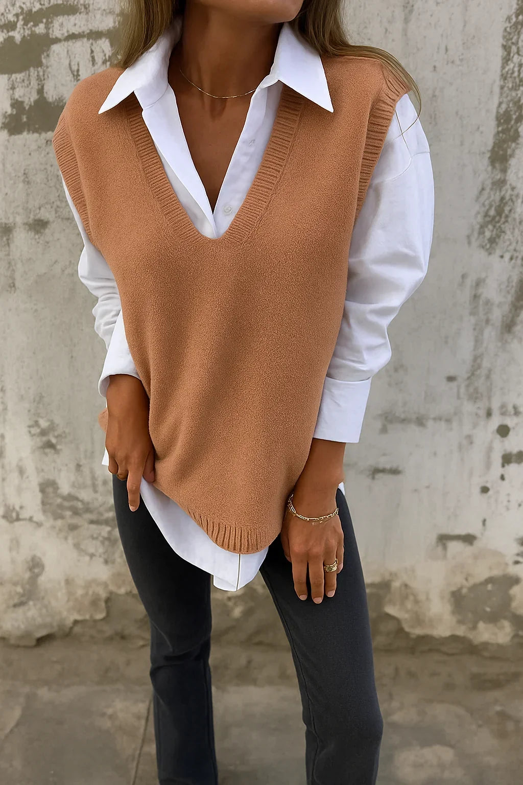 Priscilla | Women's V-Neck Sleeveless Knit Sweater Vest