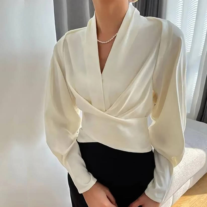 Riley | Women's Blouse with Wrap Front and Cuffs