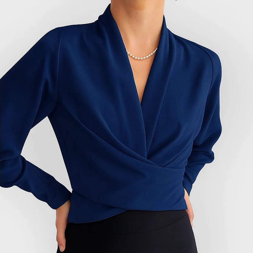 Riley | Women's Blouse with Wrap Front and Cuffs