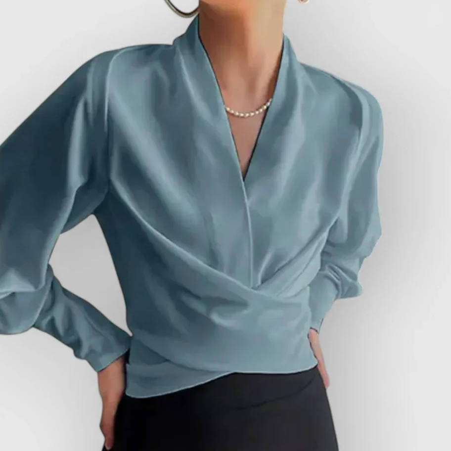 Riley | Women's Blouse with Wrap Front and Cuffs