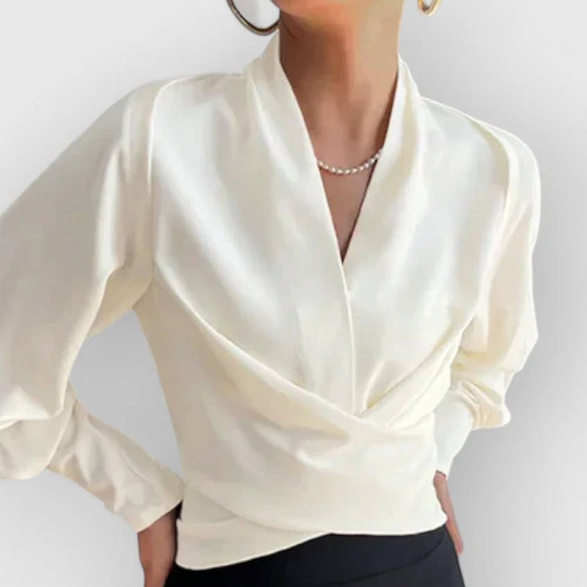 Riley | Women's Blouse with Wrap Front and Cuffs