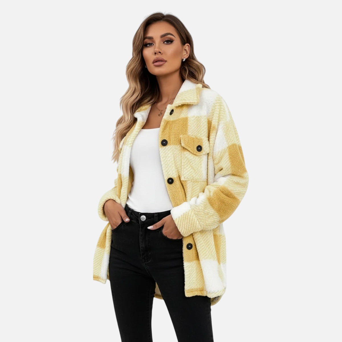 Rosalind | Women's Checkered Plush Jacket