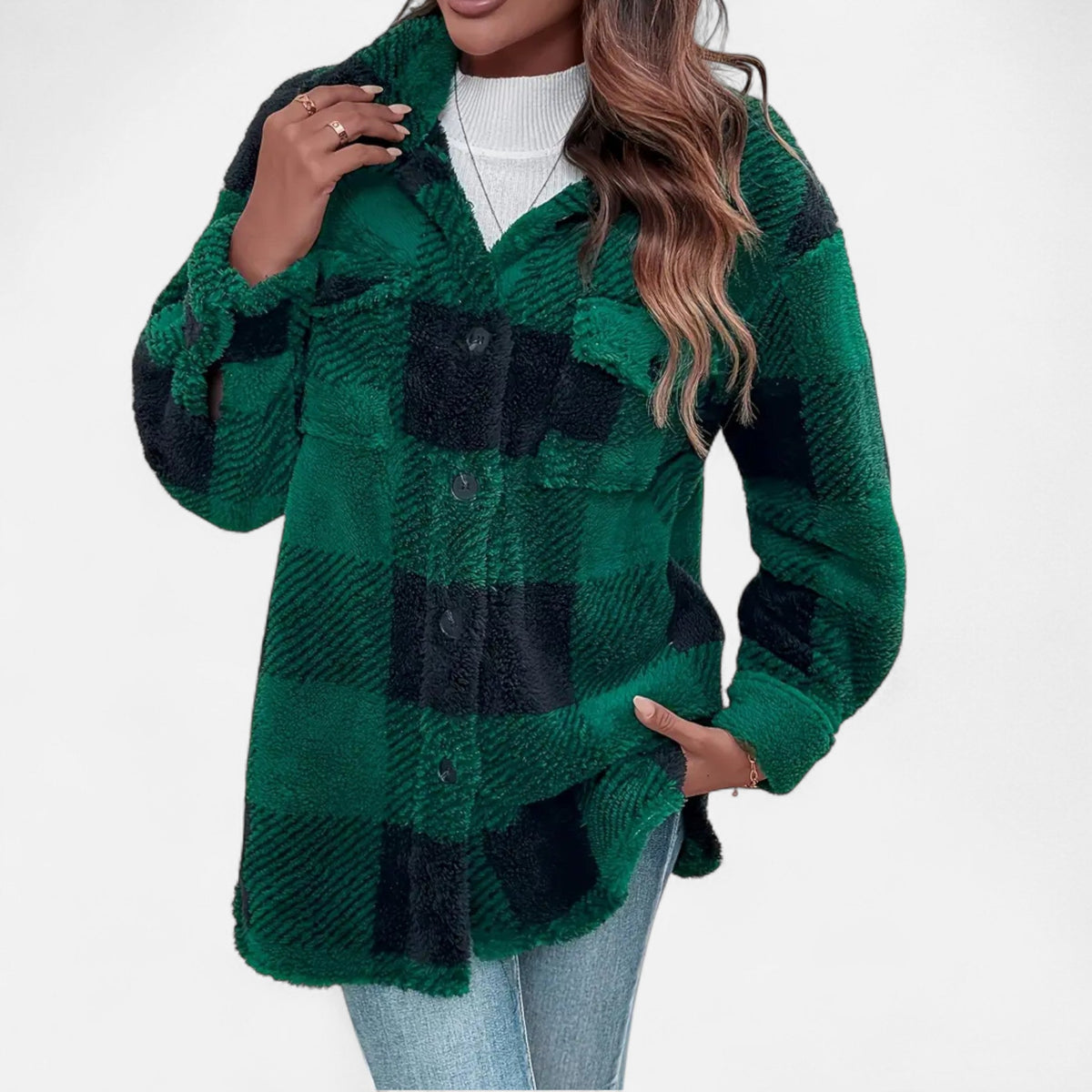 Rosalind | Women's Checkered Plush Jacket