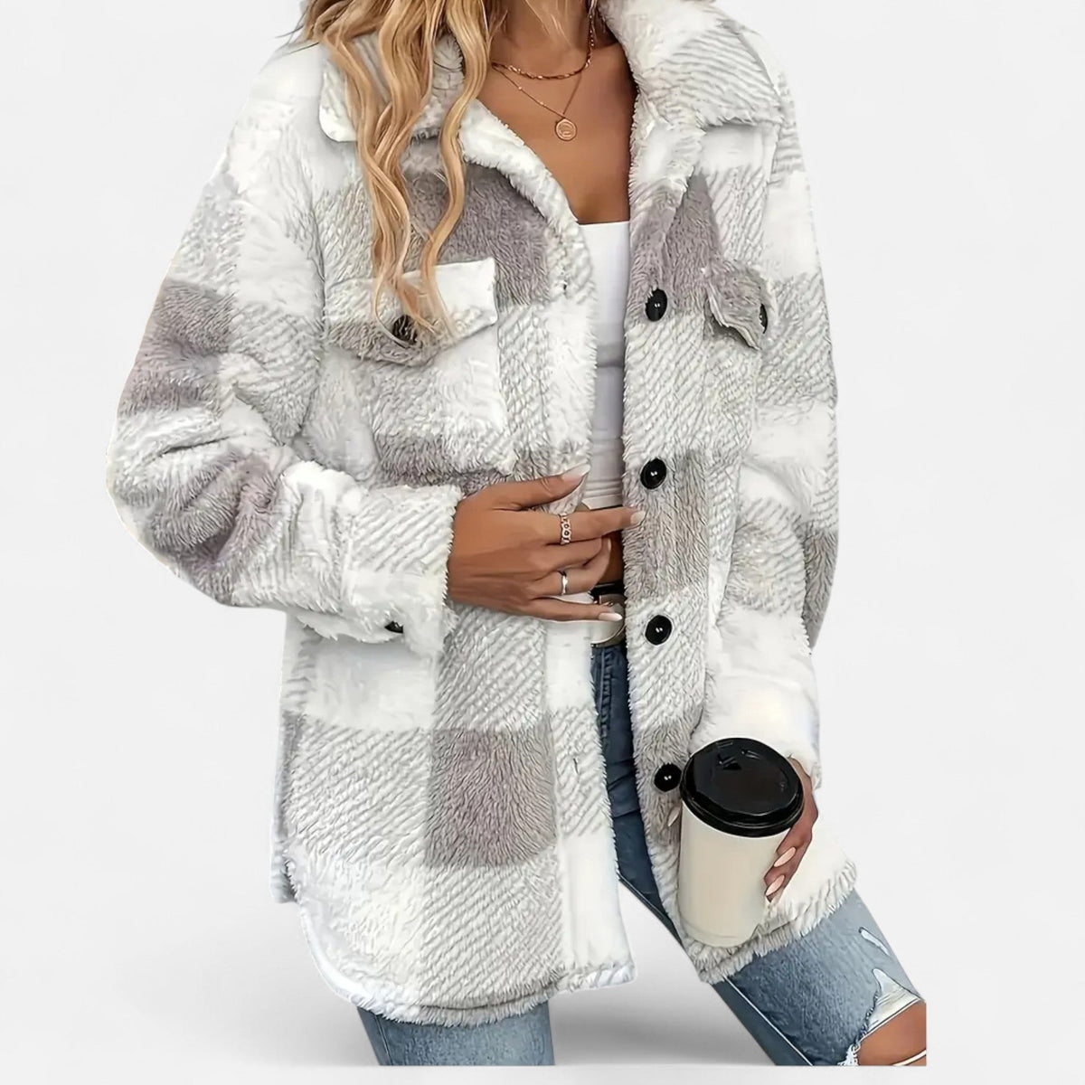 Rosalind | Women's Checkered Plush Jacket