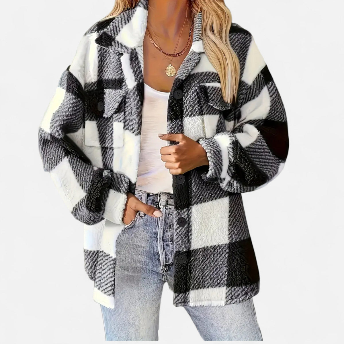 Rosalind | Women's Checkered Plush Jacket