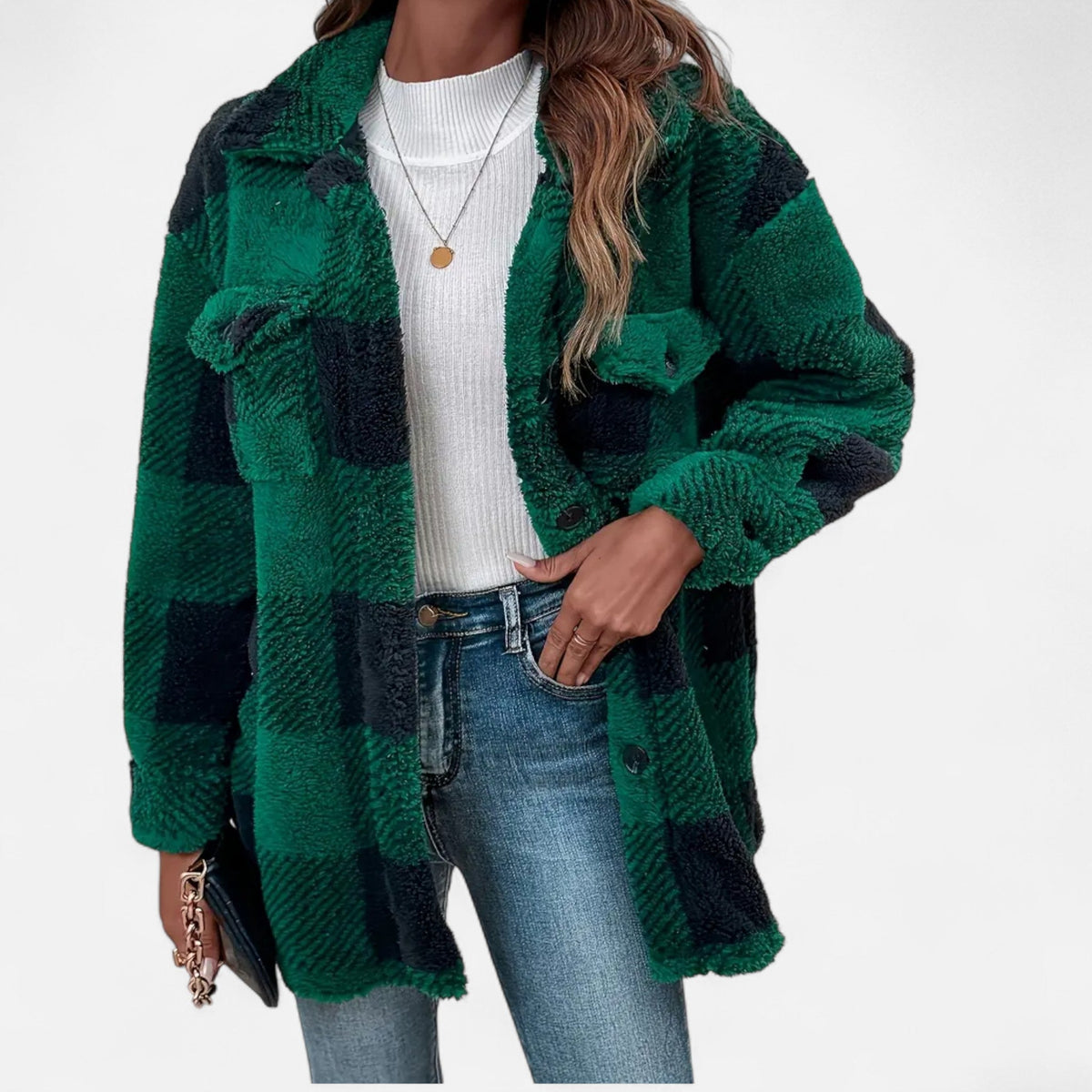 Rosalind | Women's Checkered Plush Jacket
