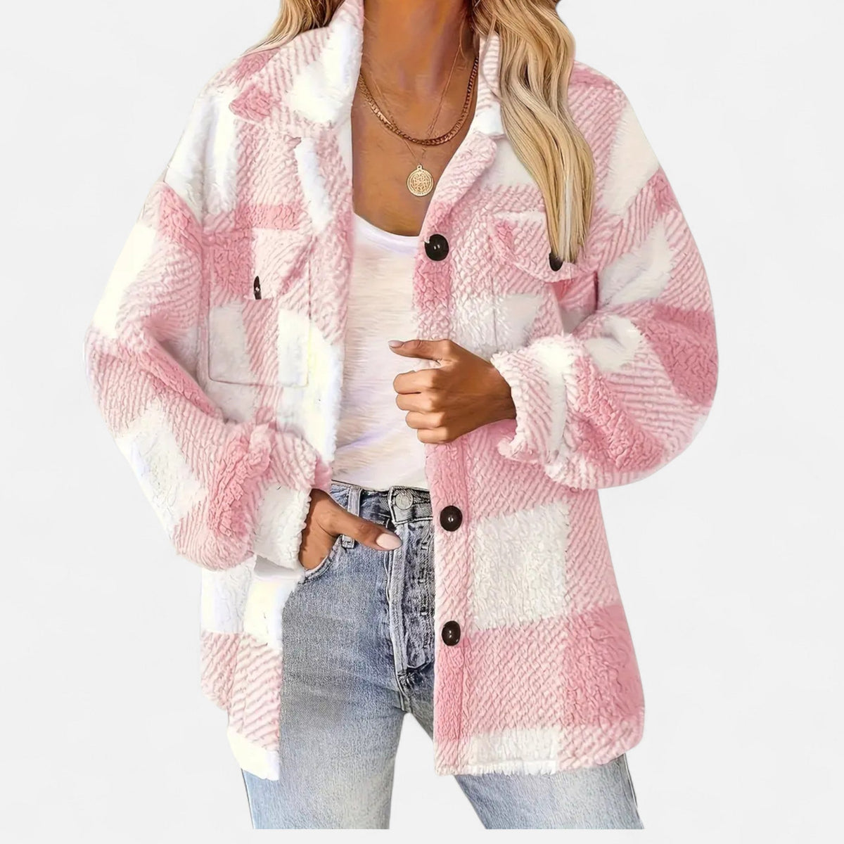 Rosalind | Women's Checkered Plush Jacket