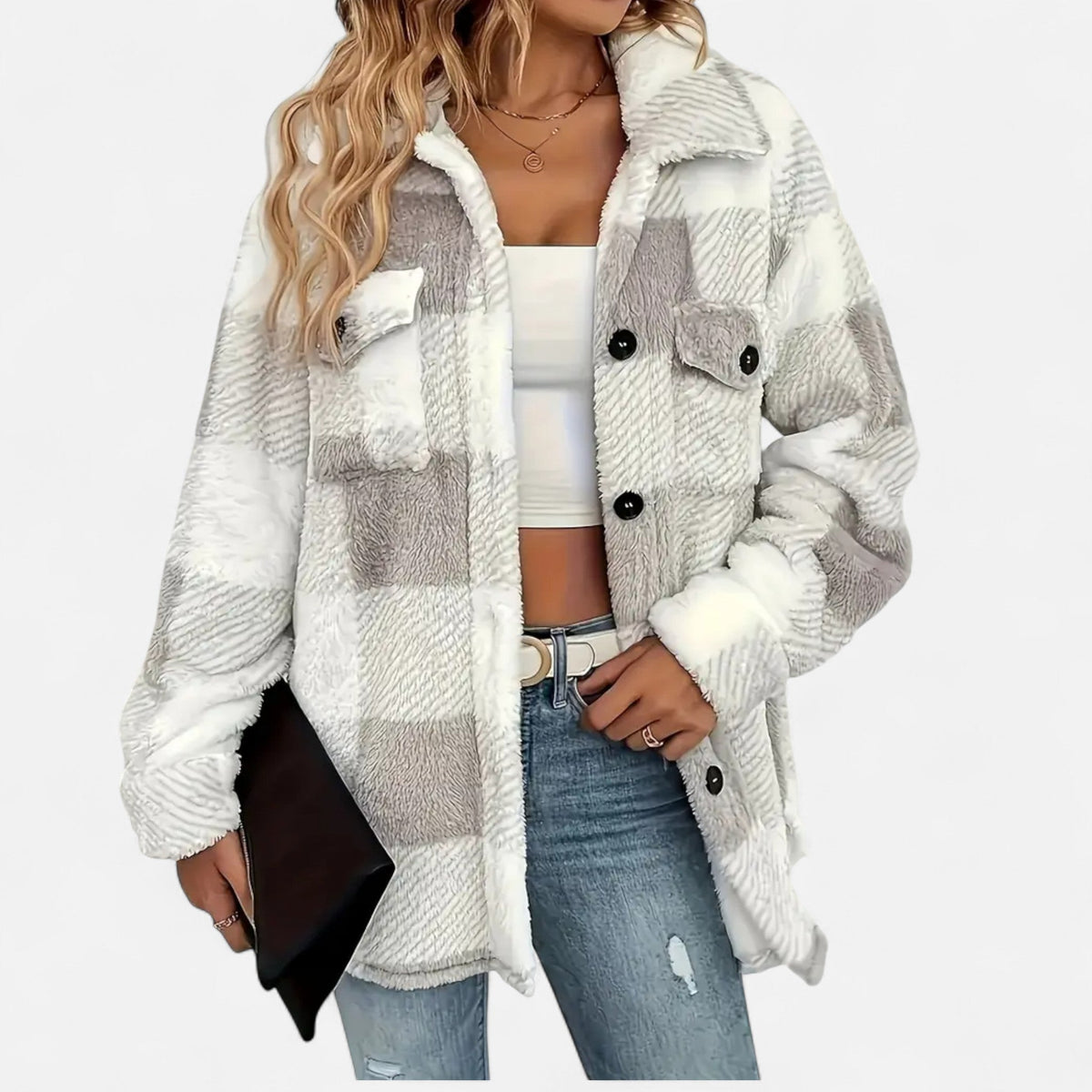 Rosalind | Women's Checkered Plush Jacket