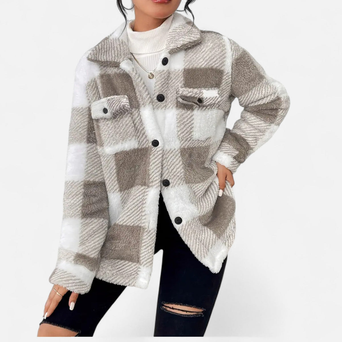 Rosalind | Women's Checkered Plush Jacket