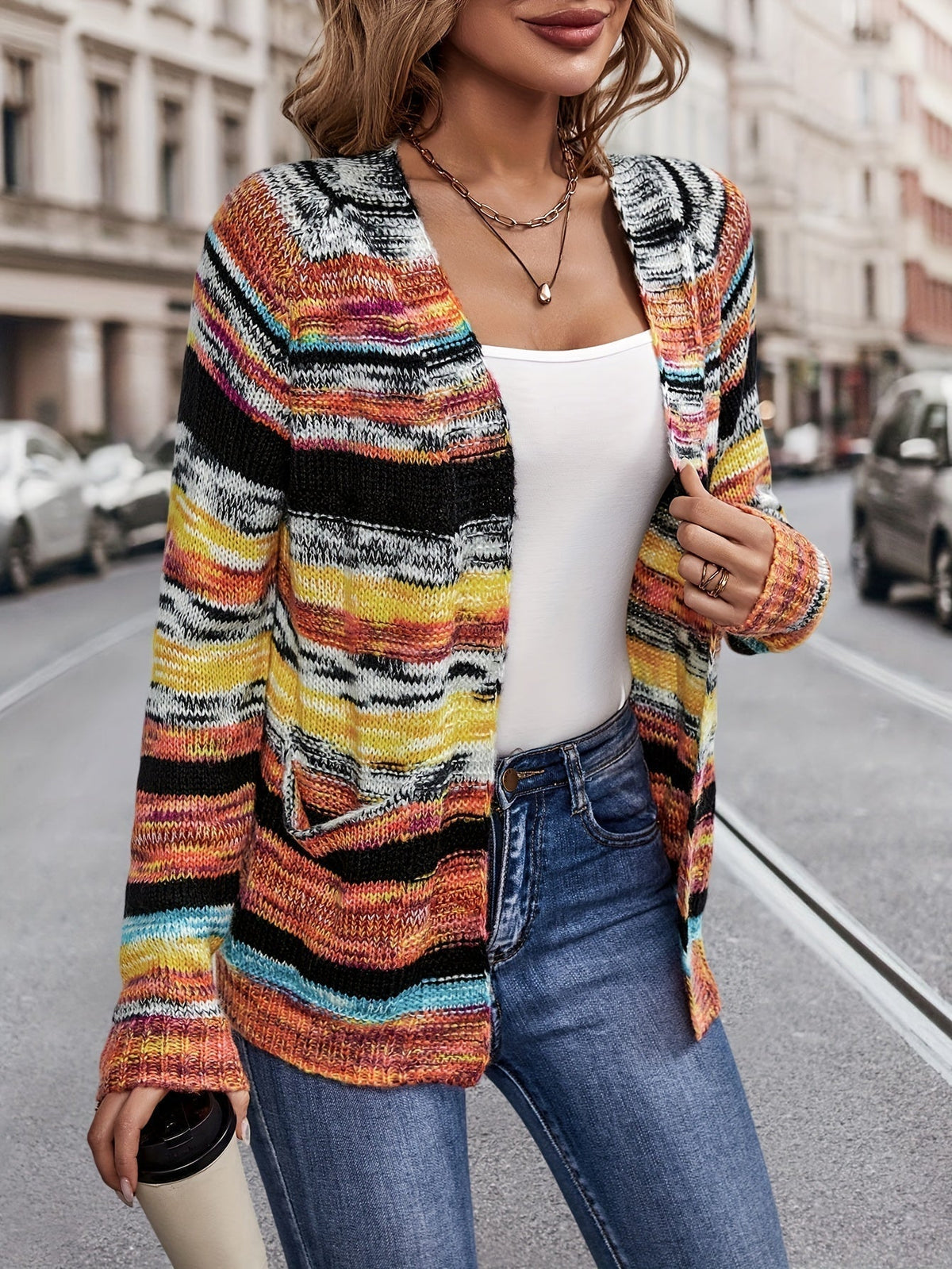 Rosalind | Women's Striped Open Front Cardigan