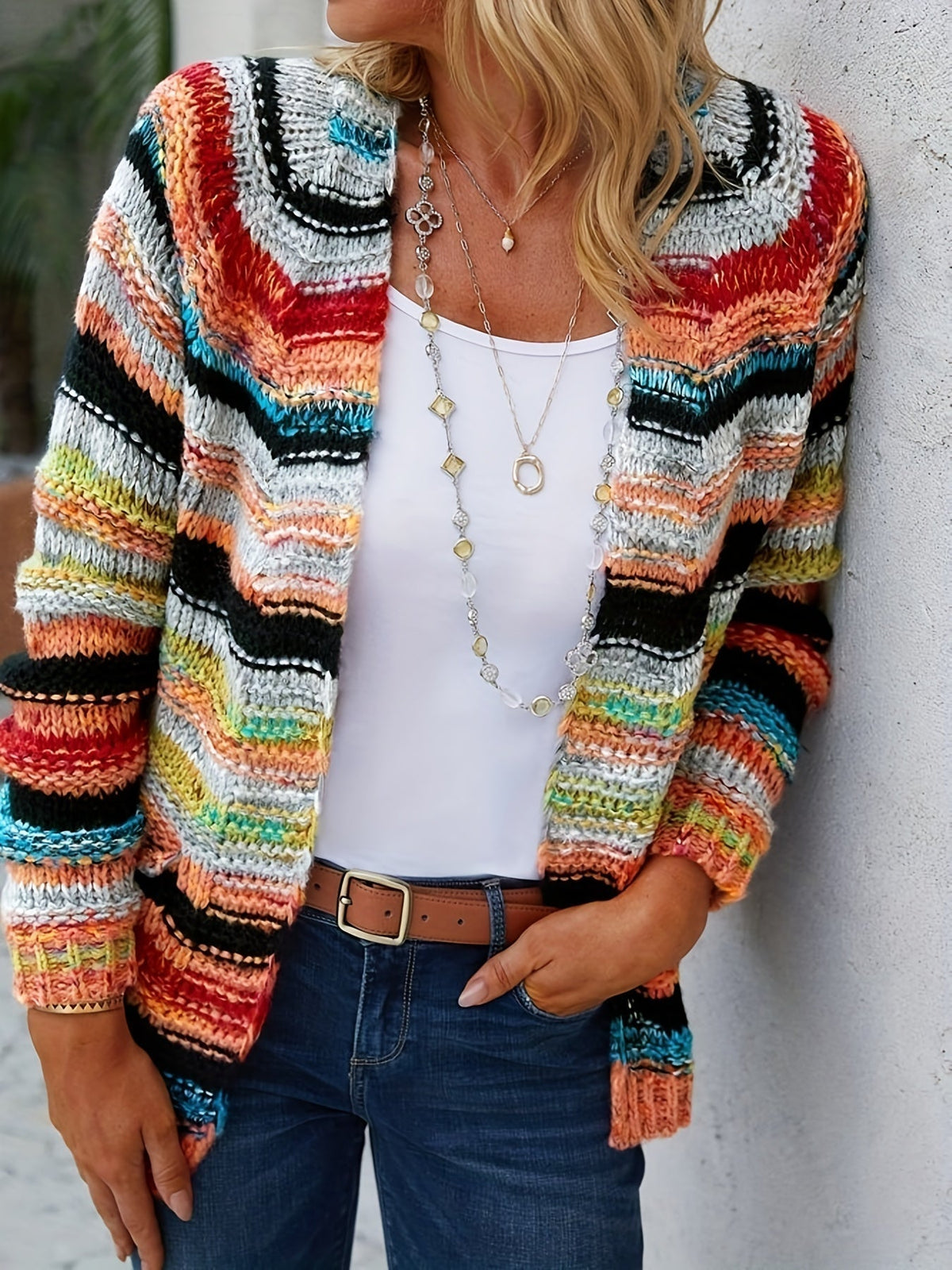 Rosalind | Women's Striped Open Front Cardigan