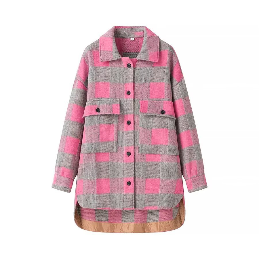 Rosalyn | Women's Plaid Flap Pocket Oversized Shacket