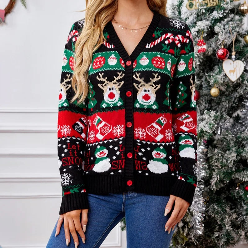 Rosie | Women Knit Button Christmas Cardigan