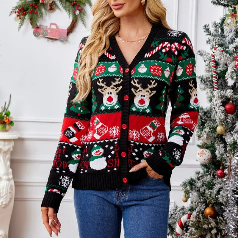 Rosie | Women Knit Button Christmas Cardigan