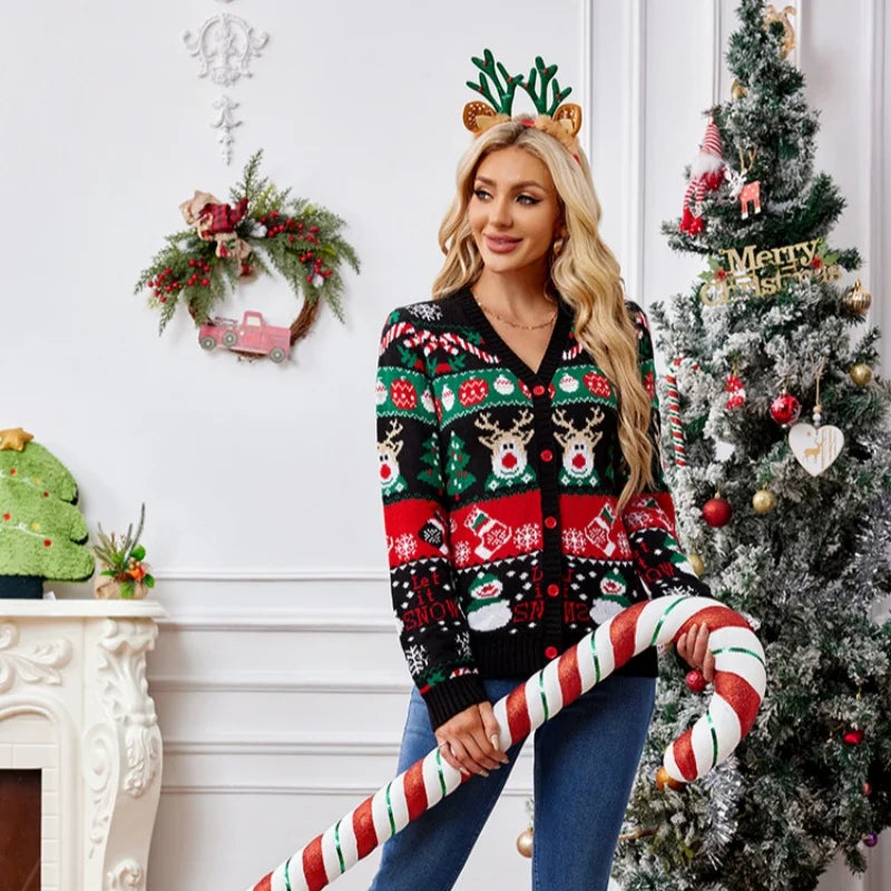 Rosie | Women Knit Button Christmas Cardigan