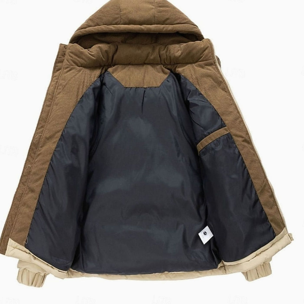 Ryan | Men's Quilted Hooded Puffer Jacket Two-Tone Corduroy Trim