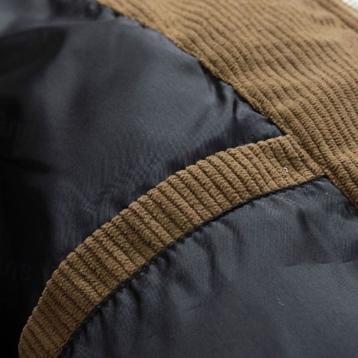 Ryan | Men's Quilted Hooded Puffer Jacket Two-Tone Corduroy Trim
